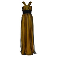 Dolce & Gabbana Yellow and Black Mesh Layover Maxi Dress M
