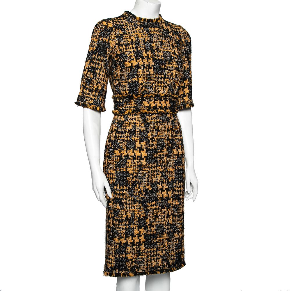 yellow tweed dress