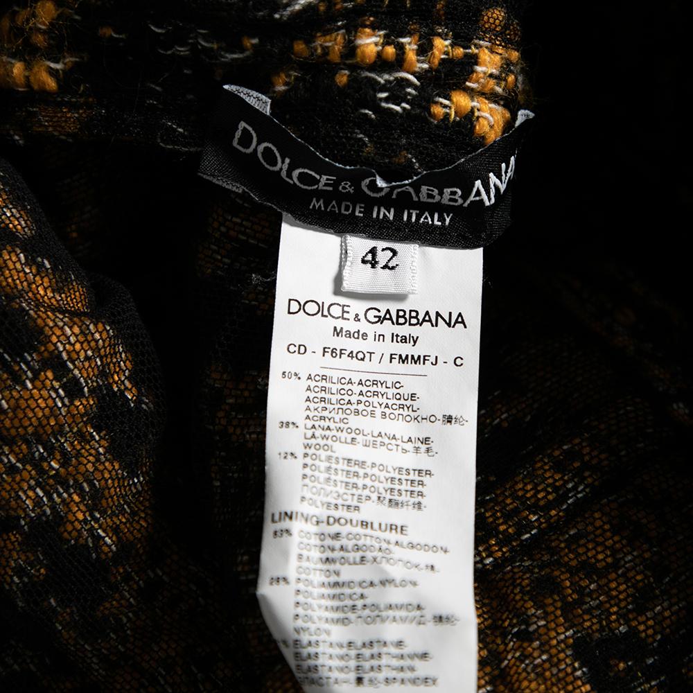 Women's Dolce & Gabbana Yellow and Black Tweed Dress M