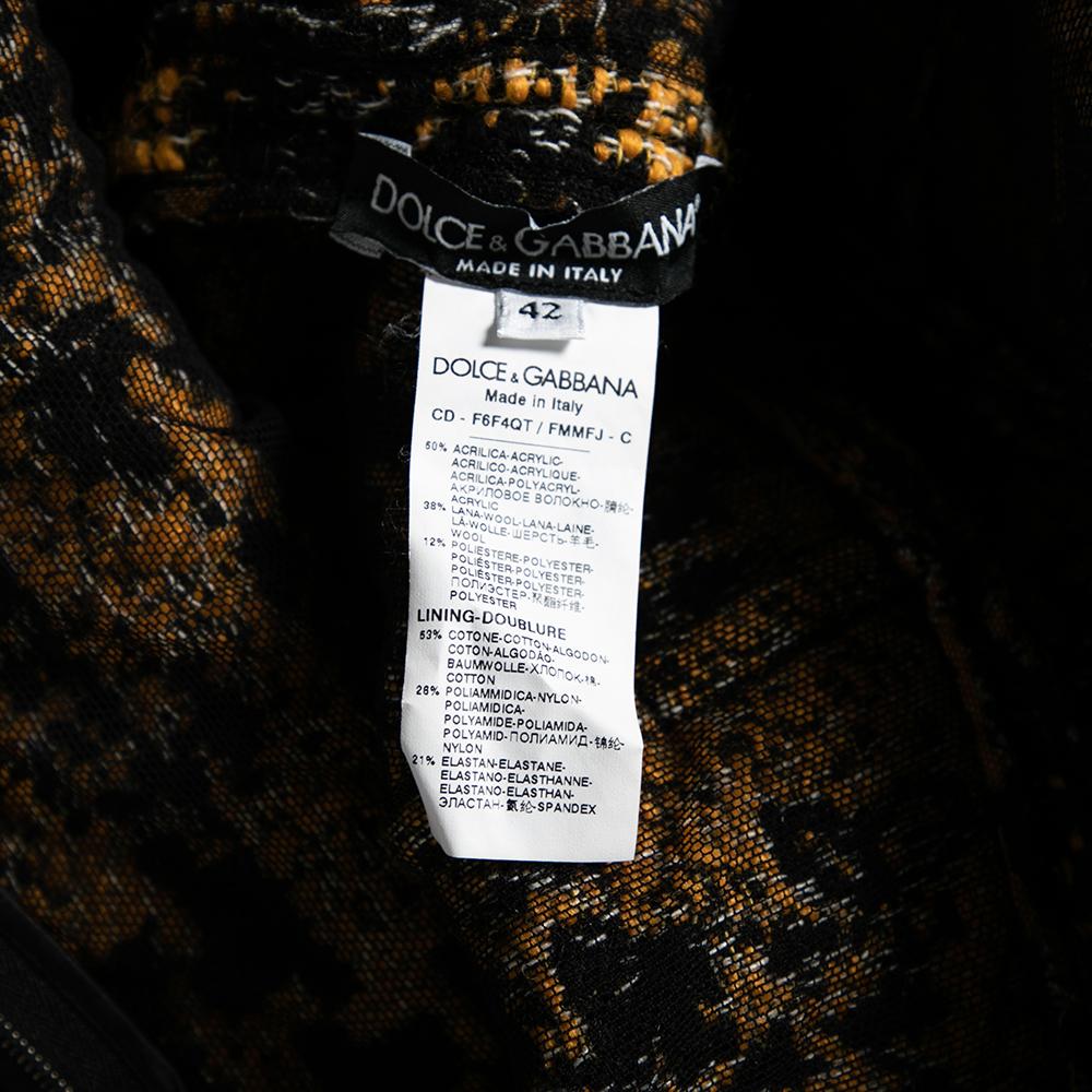 Dolce & Gabbana Yellow and Black Tweed Dress M 1