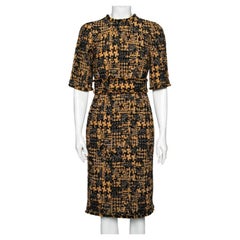 Dolce & Gabbana Yellow and Black Tweed Dress M