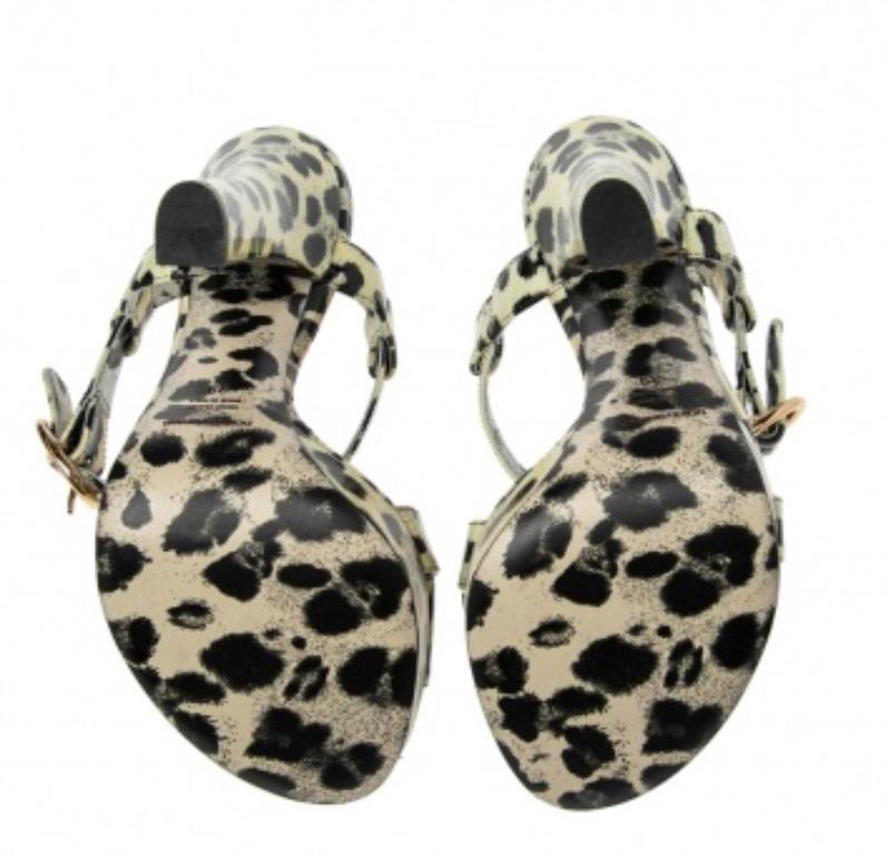 Dolce & Gabbana Yellow/Animal Print Leather Cross Strap Platform Sandals Size 39 3