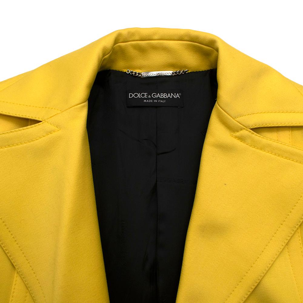 Dolce & Gabbana Yellow Belted Virgin Wool & Cashmere Coat - Size US 4 5