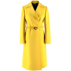 Dolce & Gabbana Yellow Belted Virgin Wool & Cashmere Coat - Size US 4