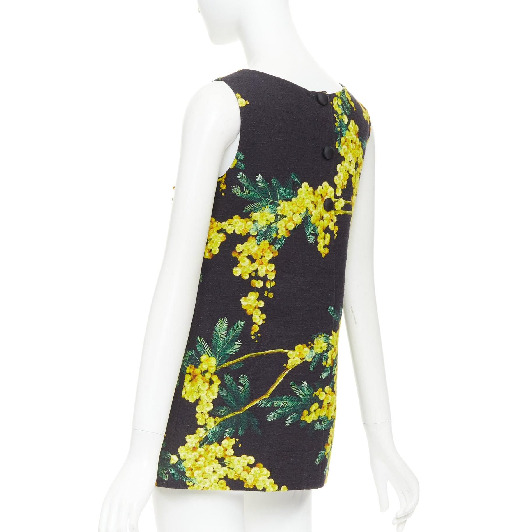 DOLCE GABBANA túnica floral con estampado de acacia amarillo negro con cuentas IT38 XS en venta 1