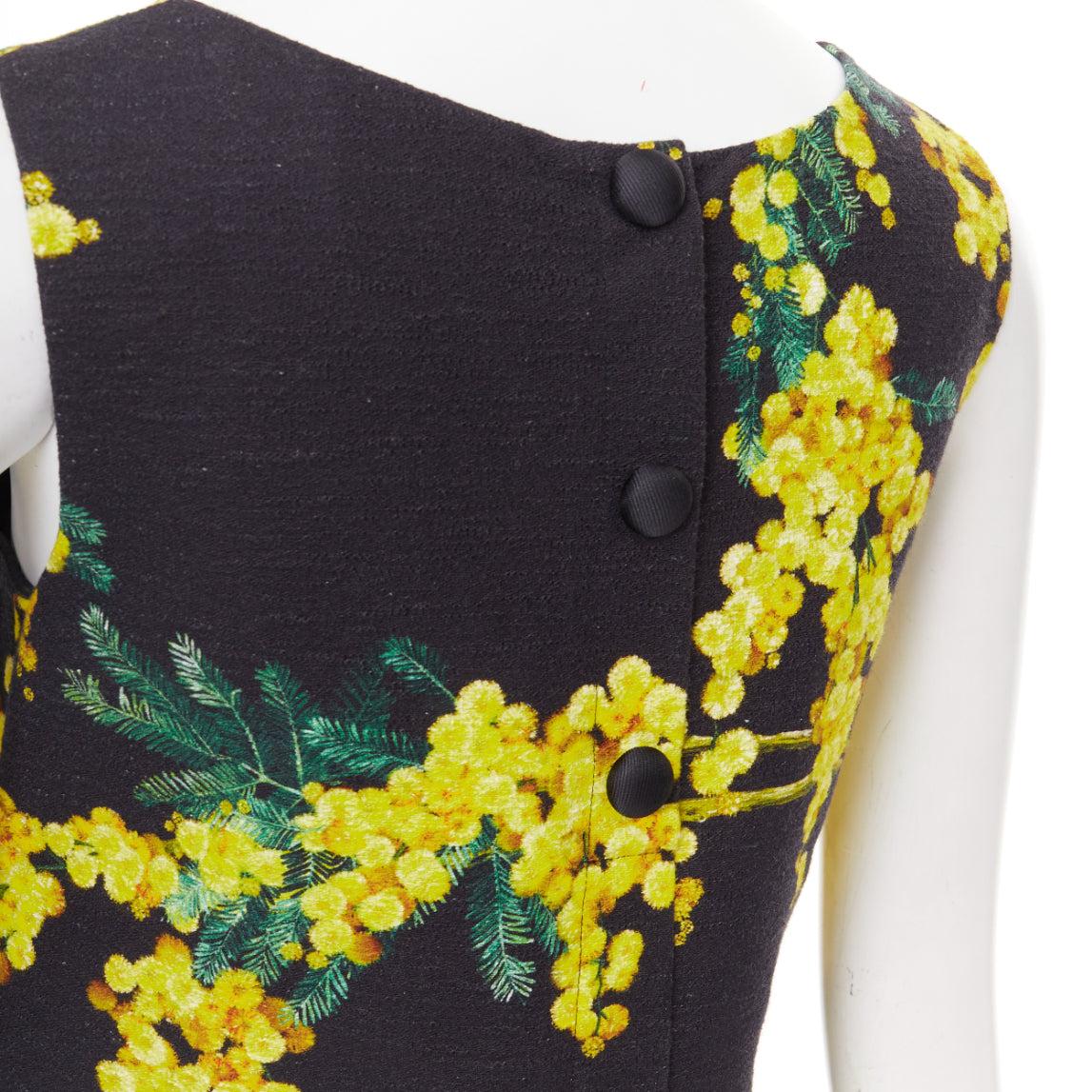 DOLCE GABBANA túnica floral con estampado de acacia amarillo negro con cuentas IT38 XS en venta 2