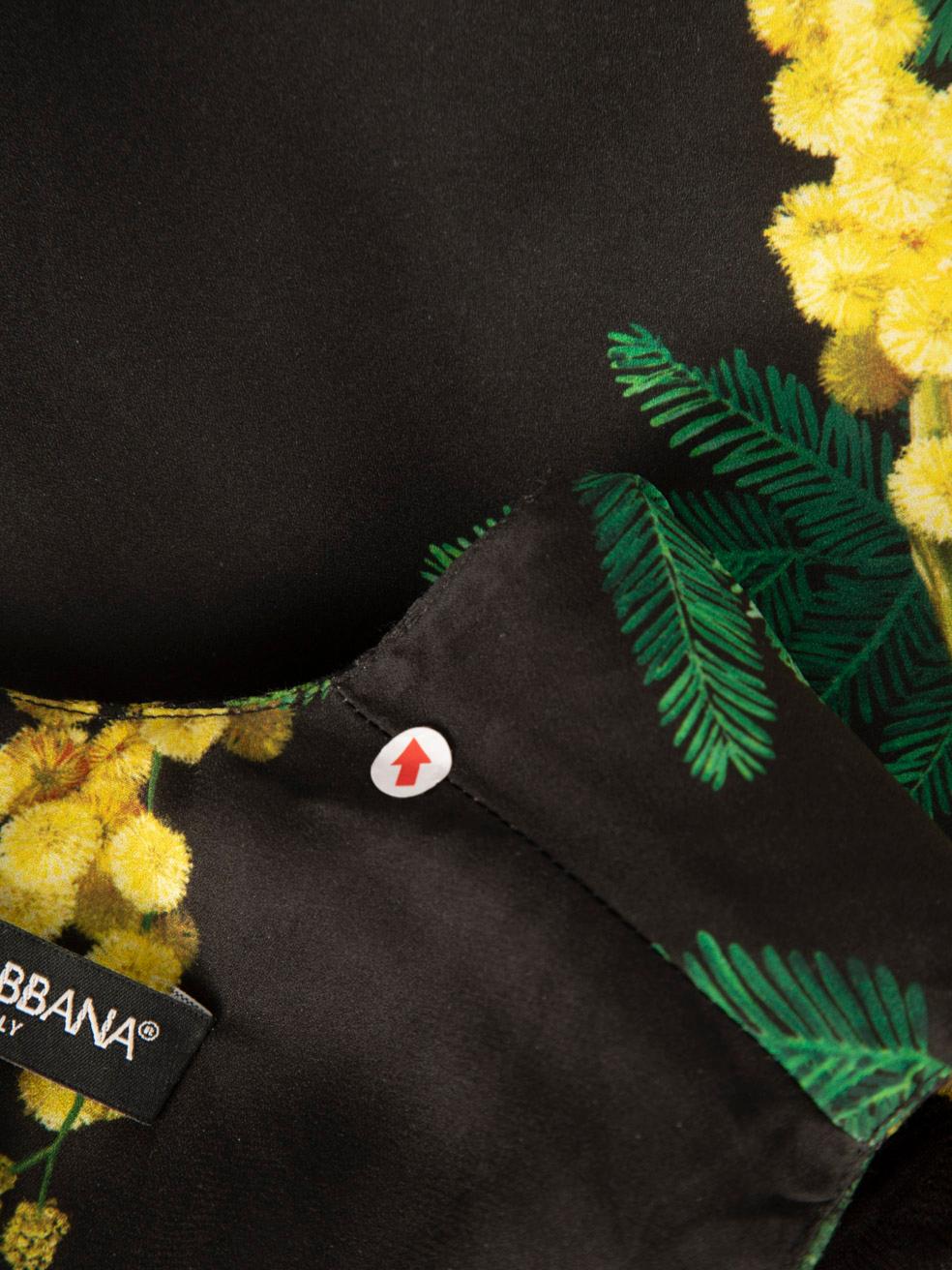 Dolce & Gabbana Yellow & Black Floral Dress Size S For Sale 1