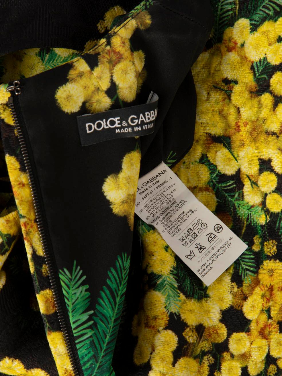 Dolce & Gabbana Yellow & Black Floral Dress Size S For Sale 2