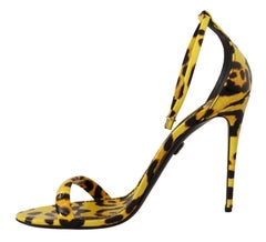 Dolce & Gabbana Yellow Black Leather Leopard Heels Pumps Shoes Sandals DG