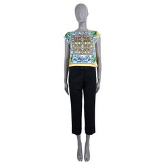 DOLCE & GABBANA yellow blue silk 2018 MAJOLICA SLEEVELESS Blouse Shirt 38 XS