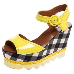 Dolce & Gabbana Yellow Bubble Sole Wedge Espadrille Sandals Size 38.5