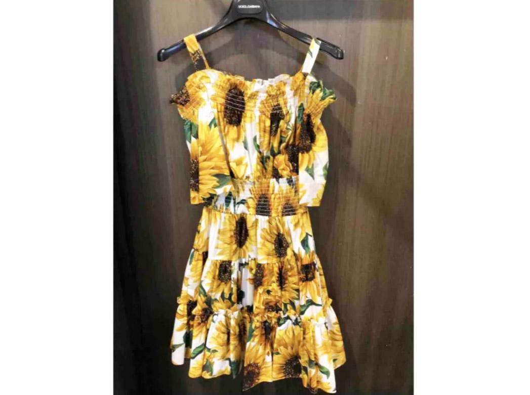 Dolce & Gabbana Yellow Cotton Sunflower Floral Mid-length Dress Flowers Poplin 3