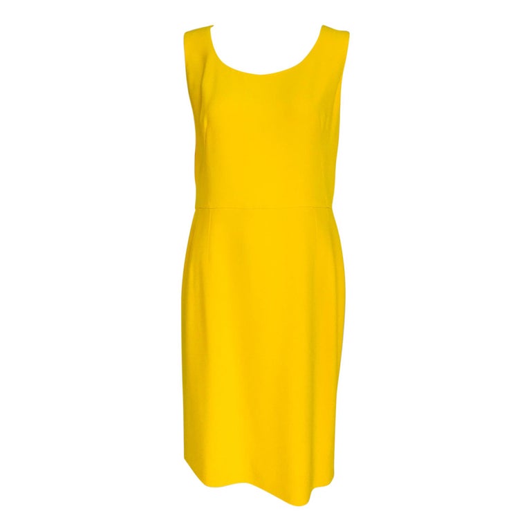 Dolce and Gabbana Yellow Crepe Cady Sheath Dress For Sale at 1stDibs