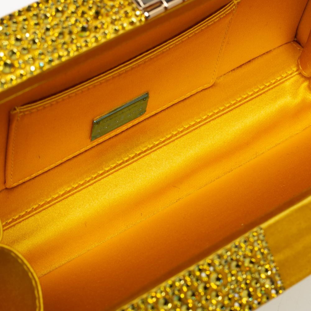 Dolce & Gabbana Yellow Crystal Embellished Satin Dolce Box Bag 2