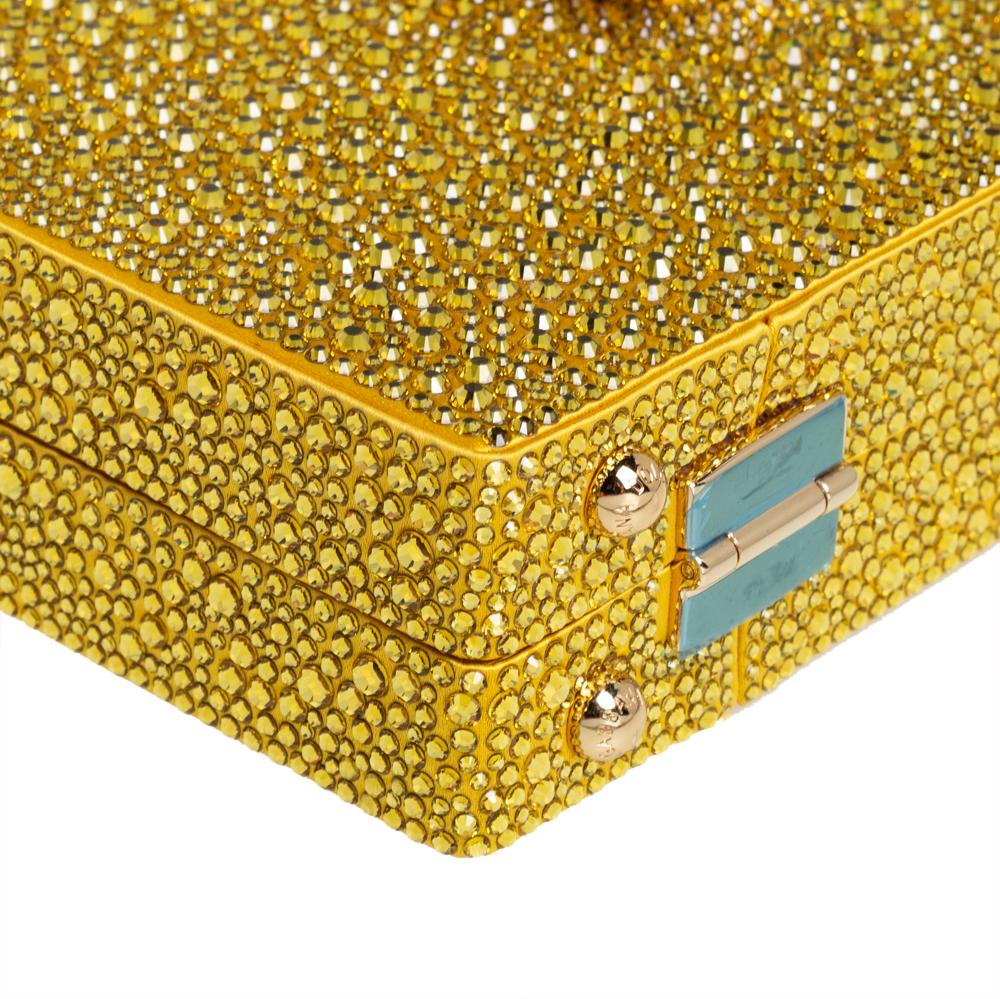 Dolce & Gabbana Yellow Crystal Embellished Satin Dolce Box Bag 4