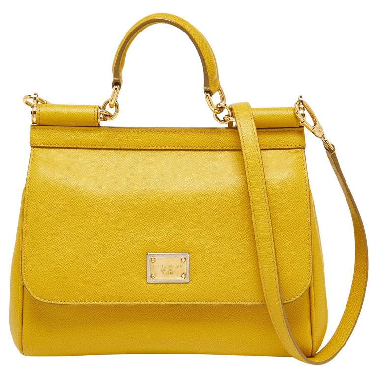 Dolce and Gabbana Yellow Dauphine Leather Medium Miss Sicily Top