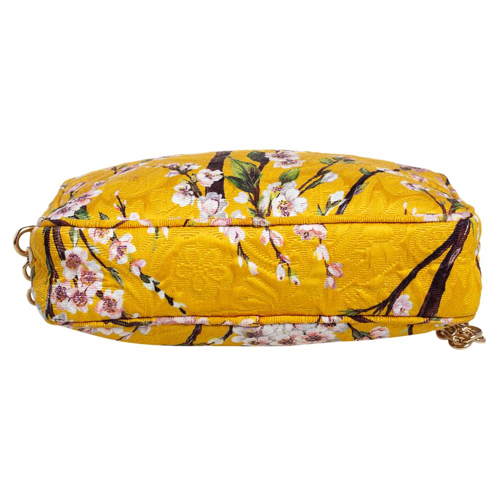 Dolce & Gabbana Yellow Floral Print Fabric Miss Glam Crossbody Bag 1