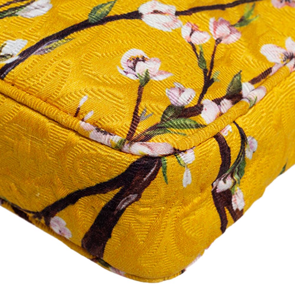 Dolce & Gabbana Yellow Floral Print Fabric Miss Glam Crossbody Bag 3