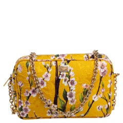 Dolce & Gabbana Yellow Floral Print Fabric Miss Glam Crossbody Bag