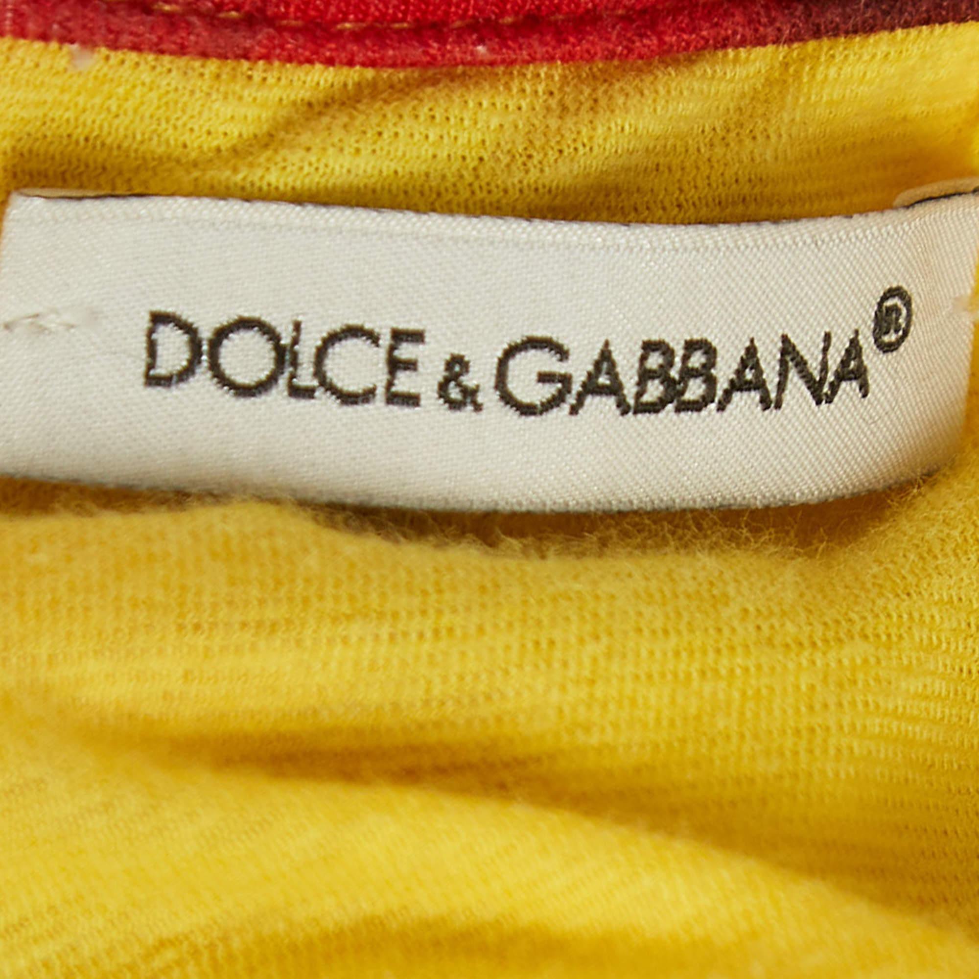 Dolce & Gabbana Yellow Floral Printed Jersey Dress (11-12 Yrs) In Good Condition For Sale In Dubai, Al Qouz 2