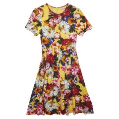 Dolce & Gabbana Gelbes bedrucktes Jersey-Kleid mit Blumendruck (11-12 Yrs)
