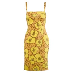 Dolce & Gabbana Yellow Floral Silk Midi Dress - '00s