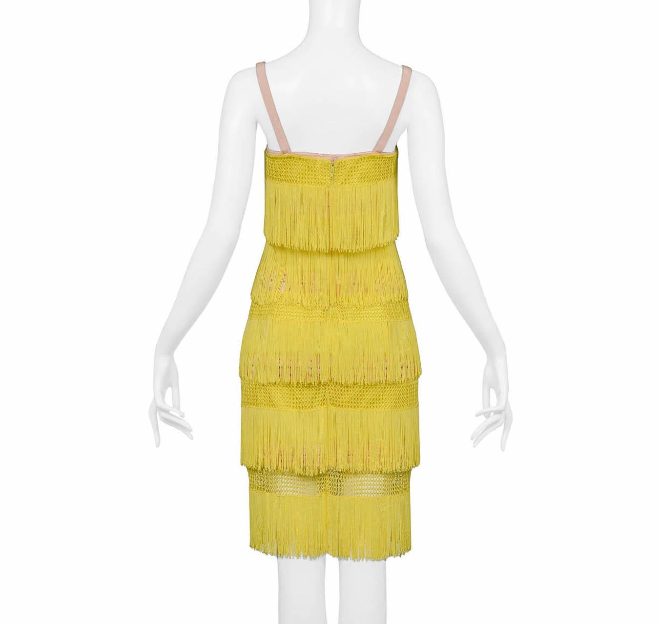 Dolce & Gabbana Yellow Fringe Corset Dress 2003 In Excellent Condition In Los Angeles, CA