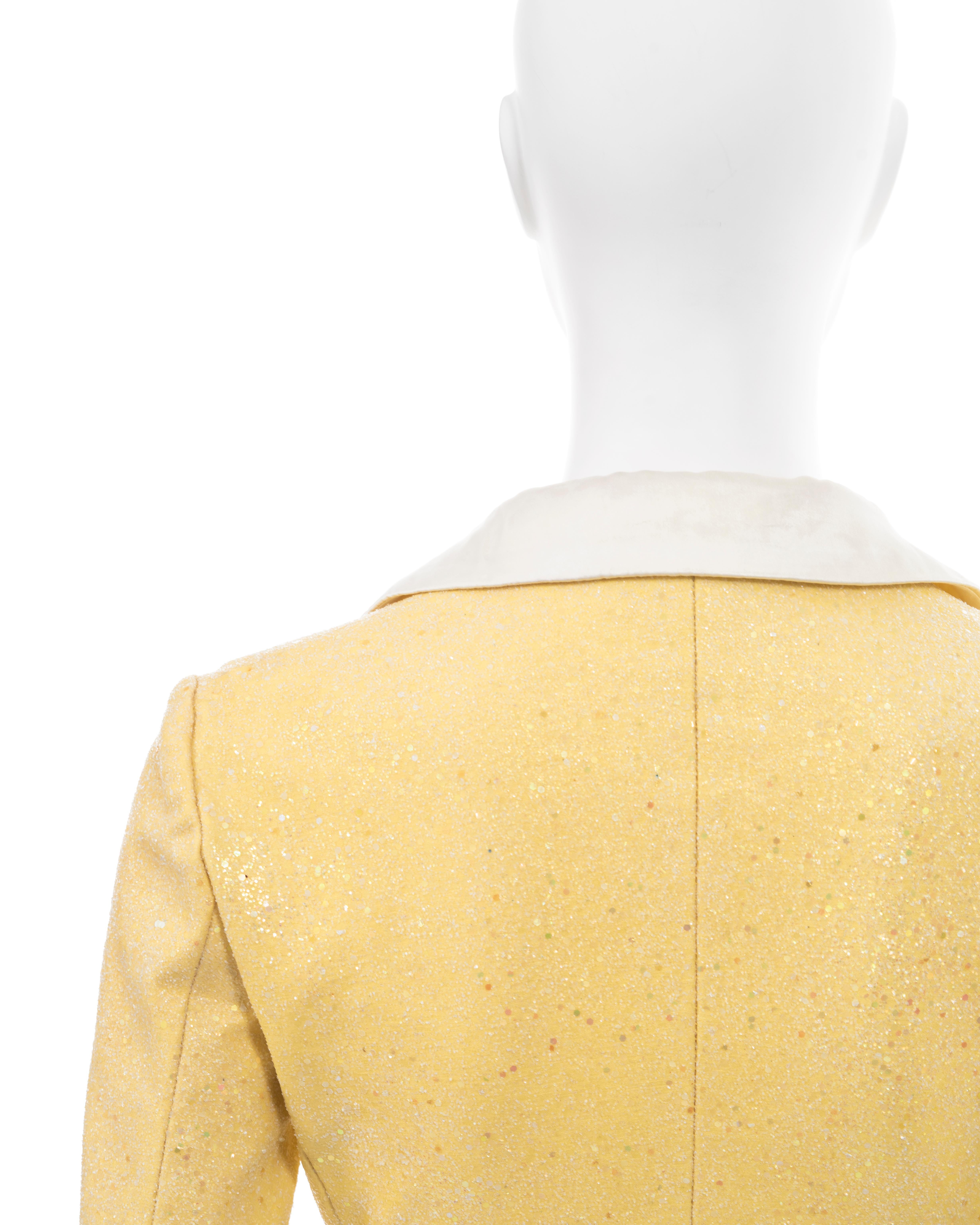 Dolce & Gabbana yellow glitter mini skirt suit, ss 1995  For Sale 6