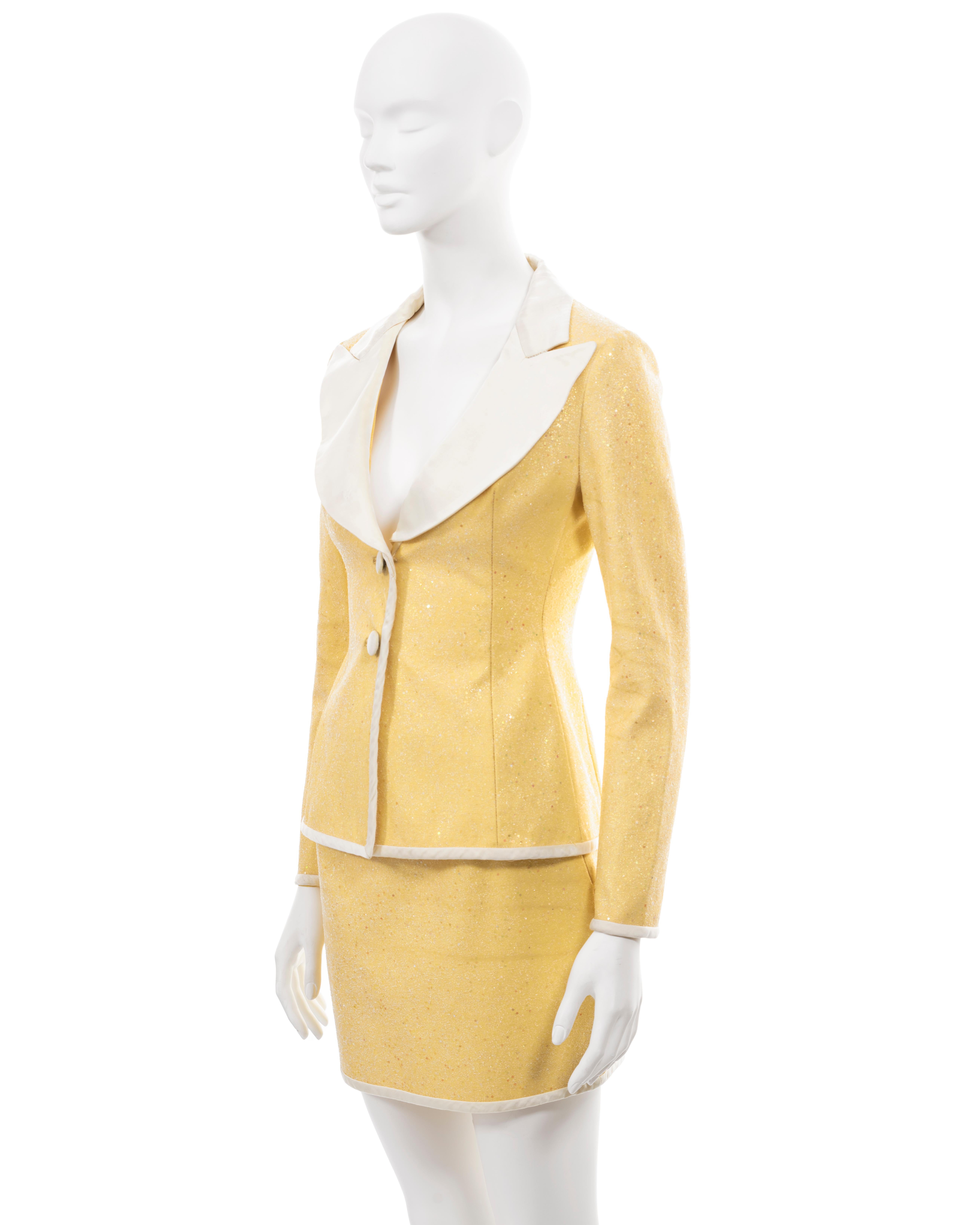 Dolce & Gabbana yellow glitter mini skirt suit, ss 1995  For Sale 8