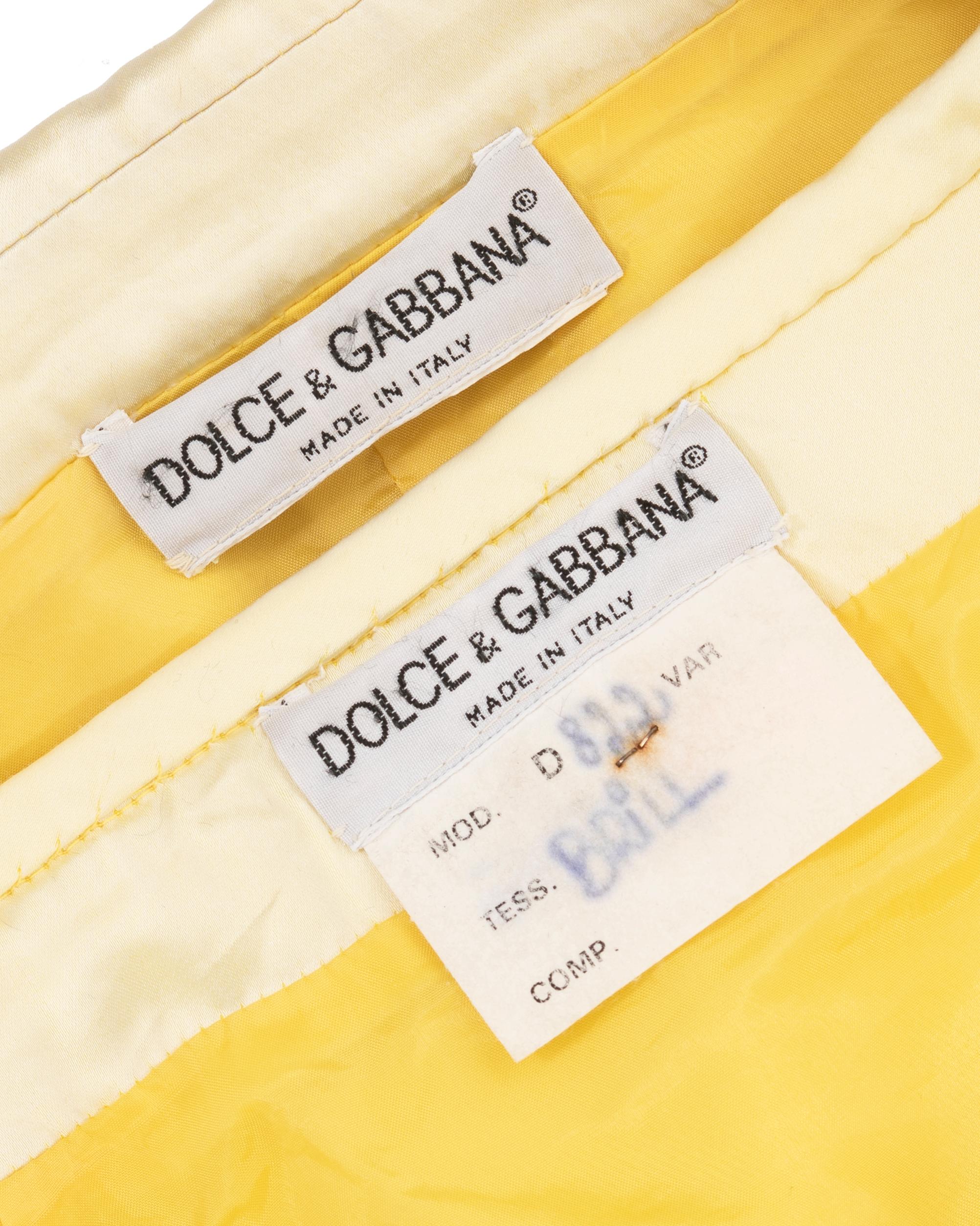 Dolce & Gabbana yellow glitter mini skirt suit, ss 1995  For Sale 10