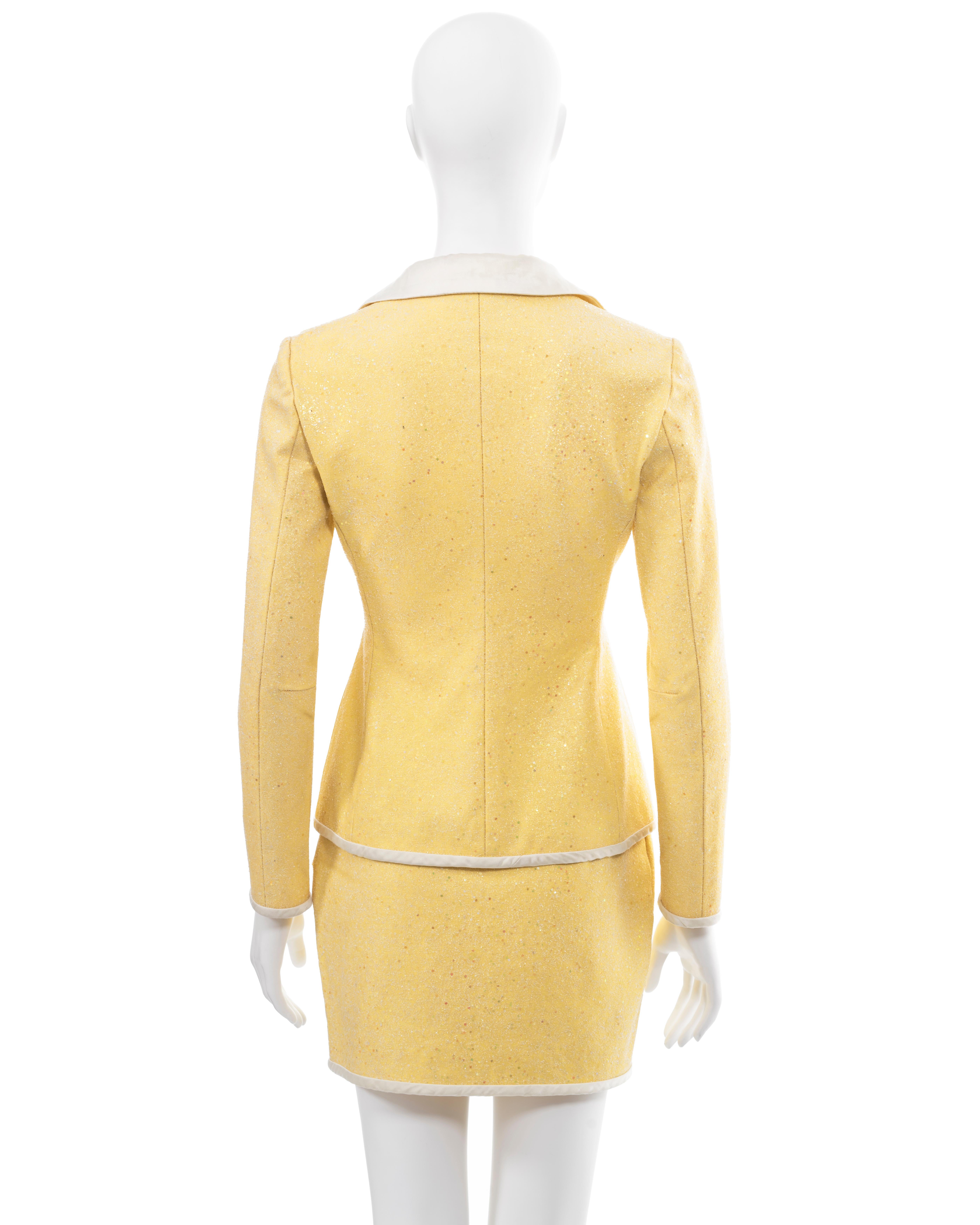 Dolce & Gabbana yellow glitter mini skirt suit, ss 1995  For Sale 5