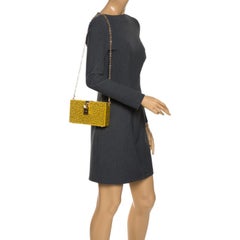 Dolce & Gabbana Yellow/Gold Crystal Embellished Satin Box Bag