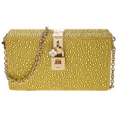 Dolce & Gabbana Yellow/Gold Crystal Embellished Satin Box Bag