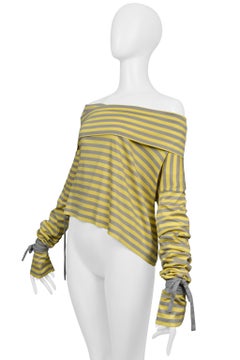 Haut à épaules dénudées rayé jaune et gris avec des liens, Dolce & Gabbana, 2003