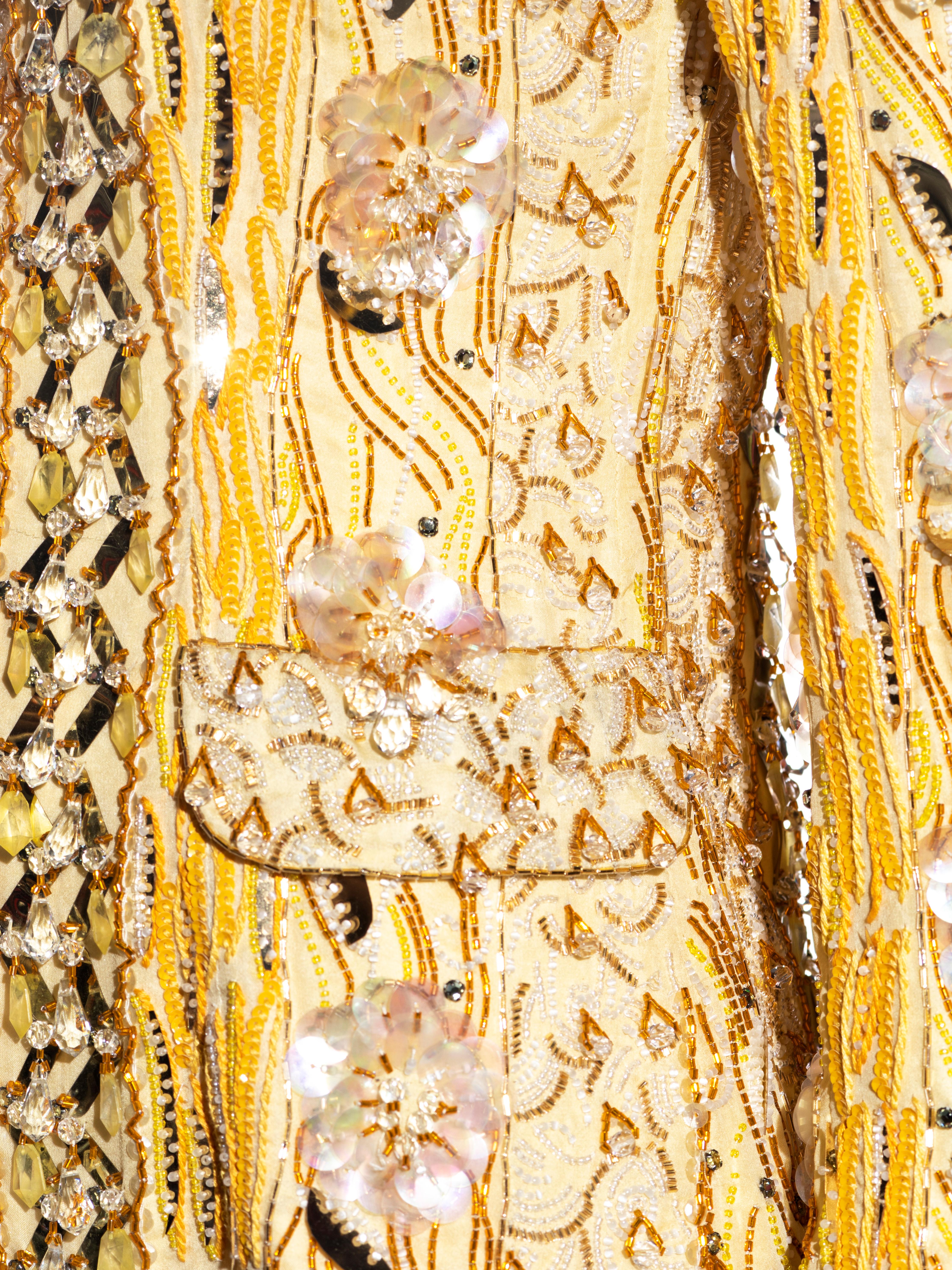 Dolce & Gabbana yellow heavily embellished silk evening jacket, ss 2004 6