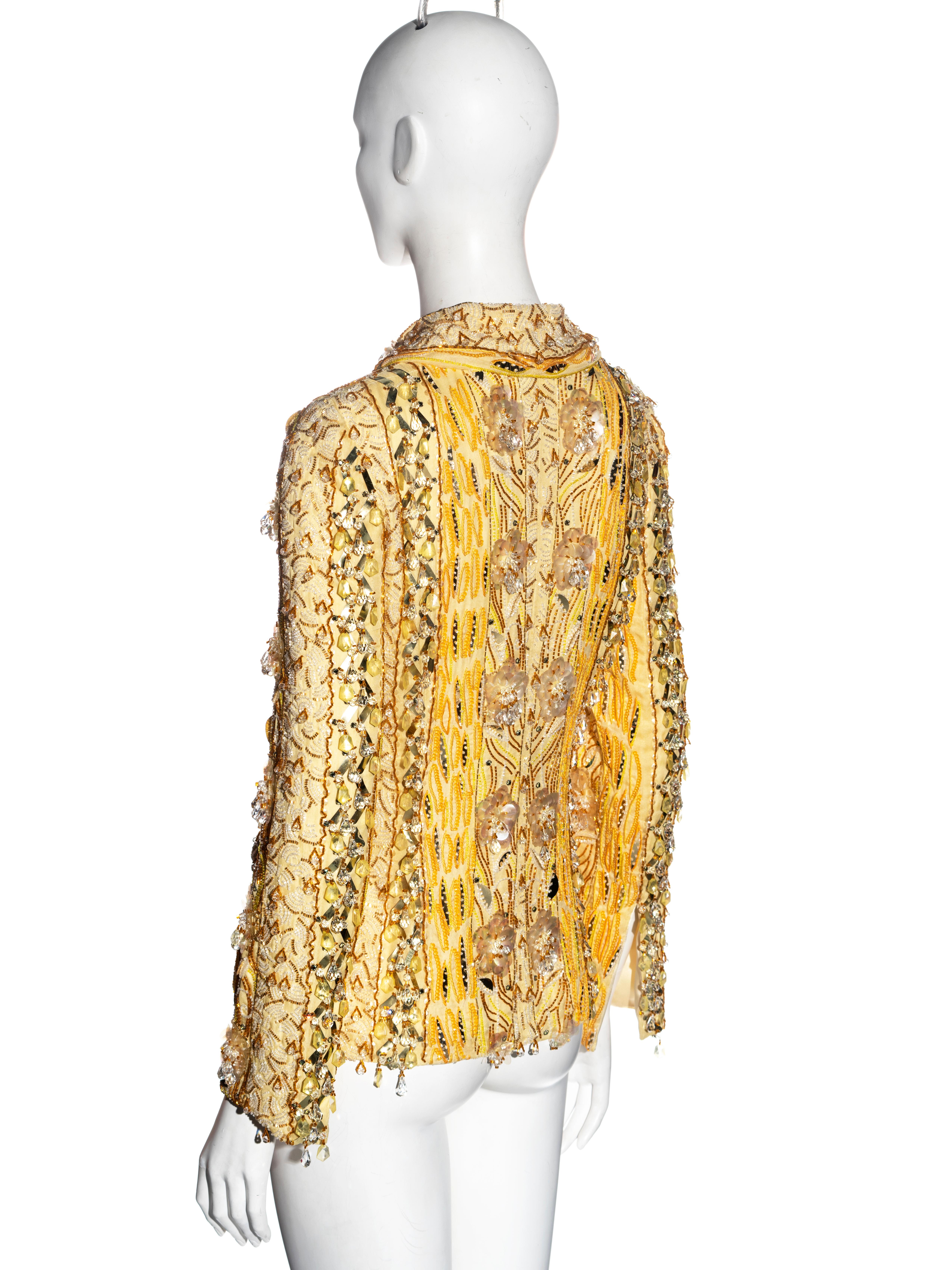 Dolce & Gabbana yellow heavily embellished silk evening jacket, ss 2004 8