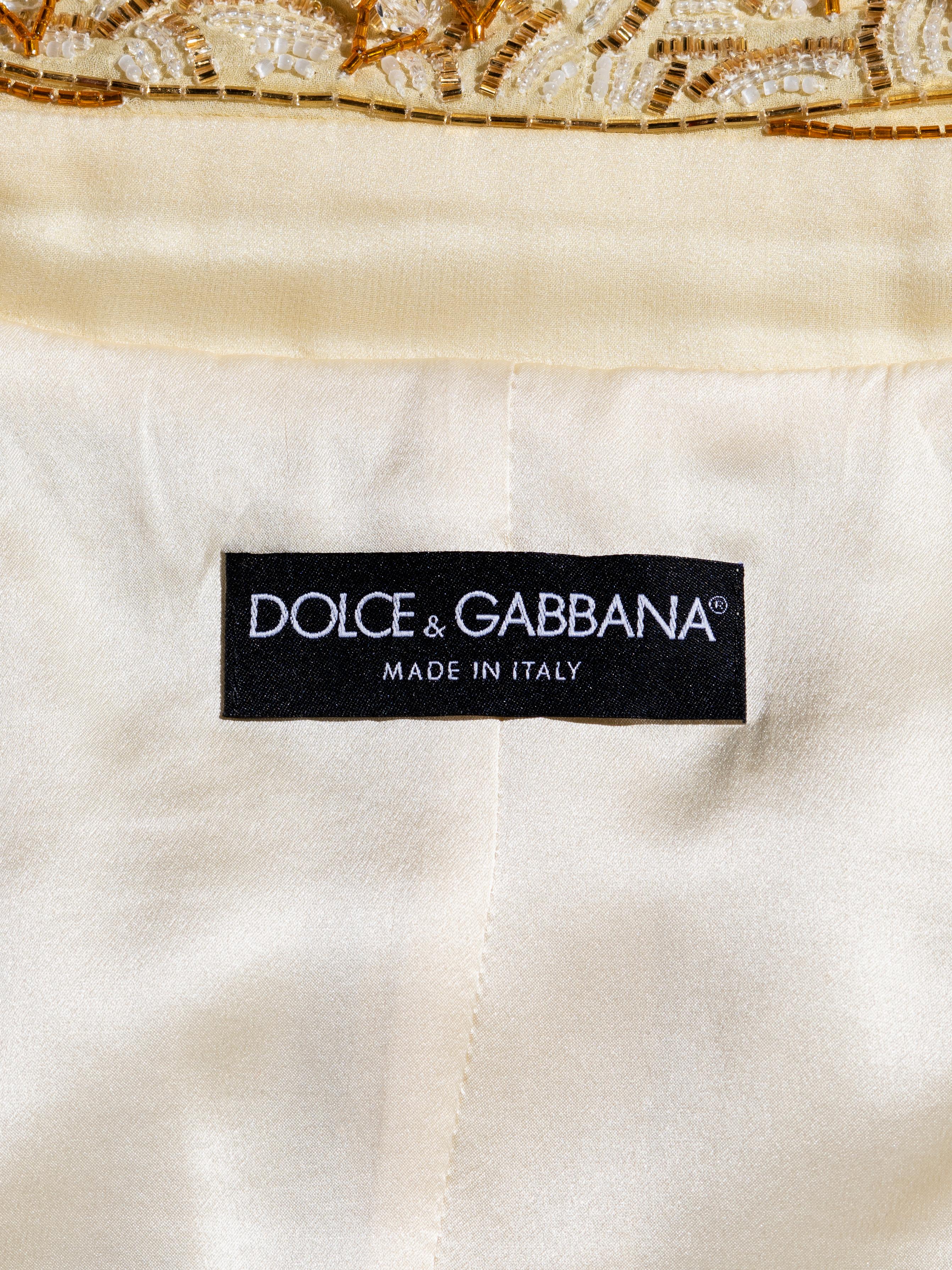Dolce & Gabbana yellow heavily embellished silk evening jacket, ss 2004 14