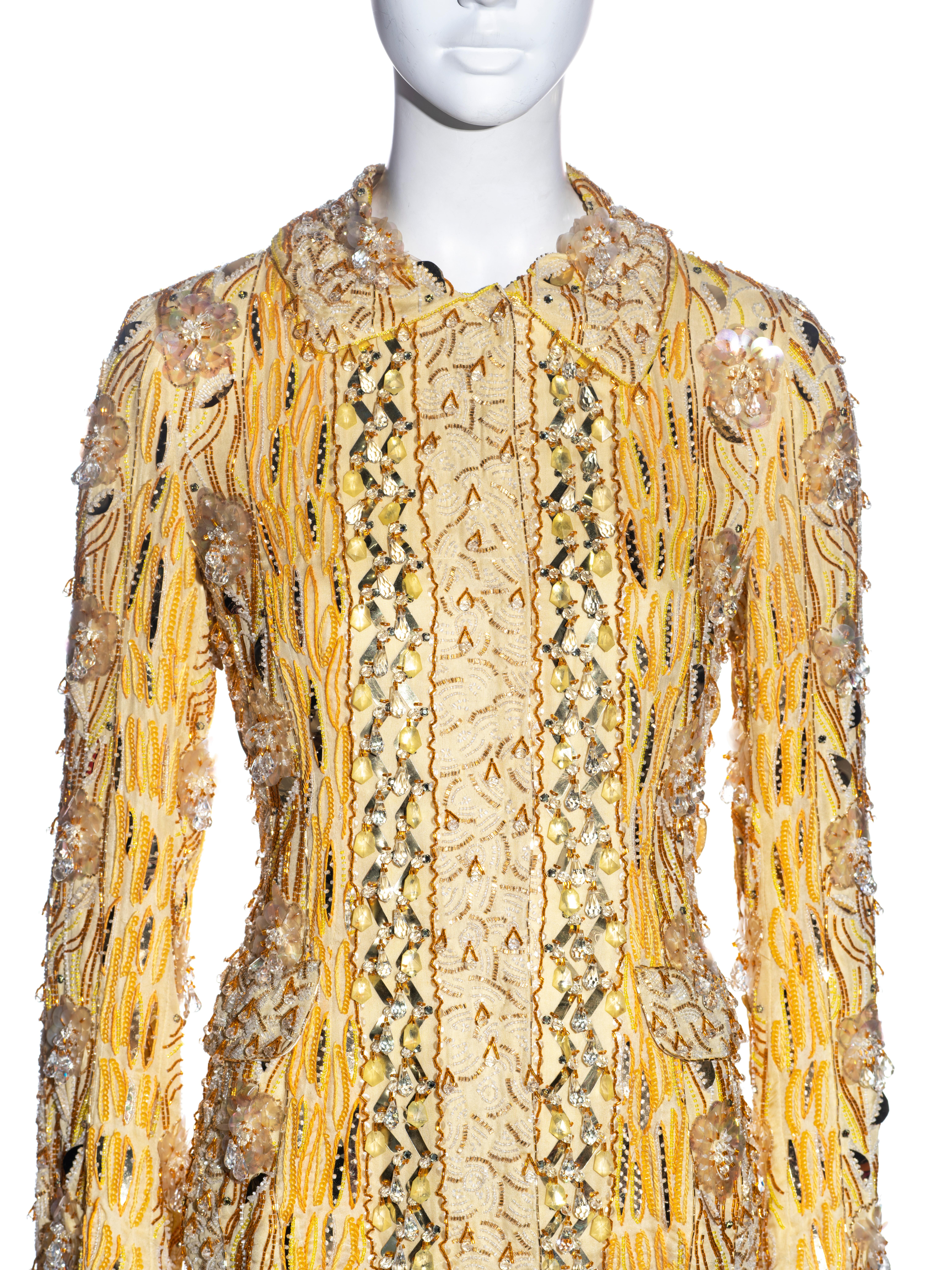 Dolce & Gabbana yellow heavily embellished silk evening jacket, ss 2004 In Excellent Condition In London, GB
