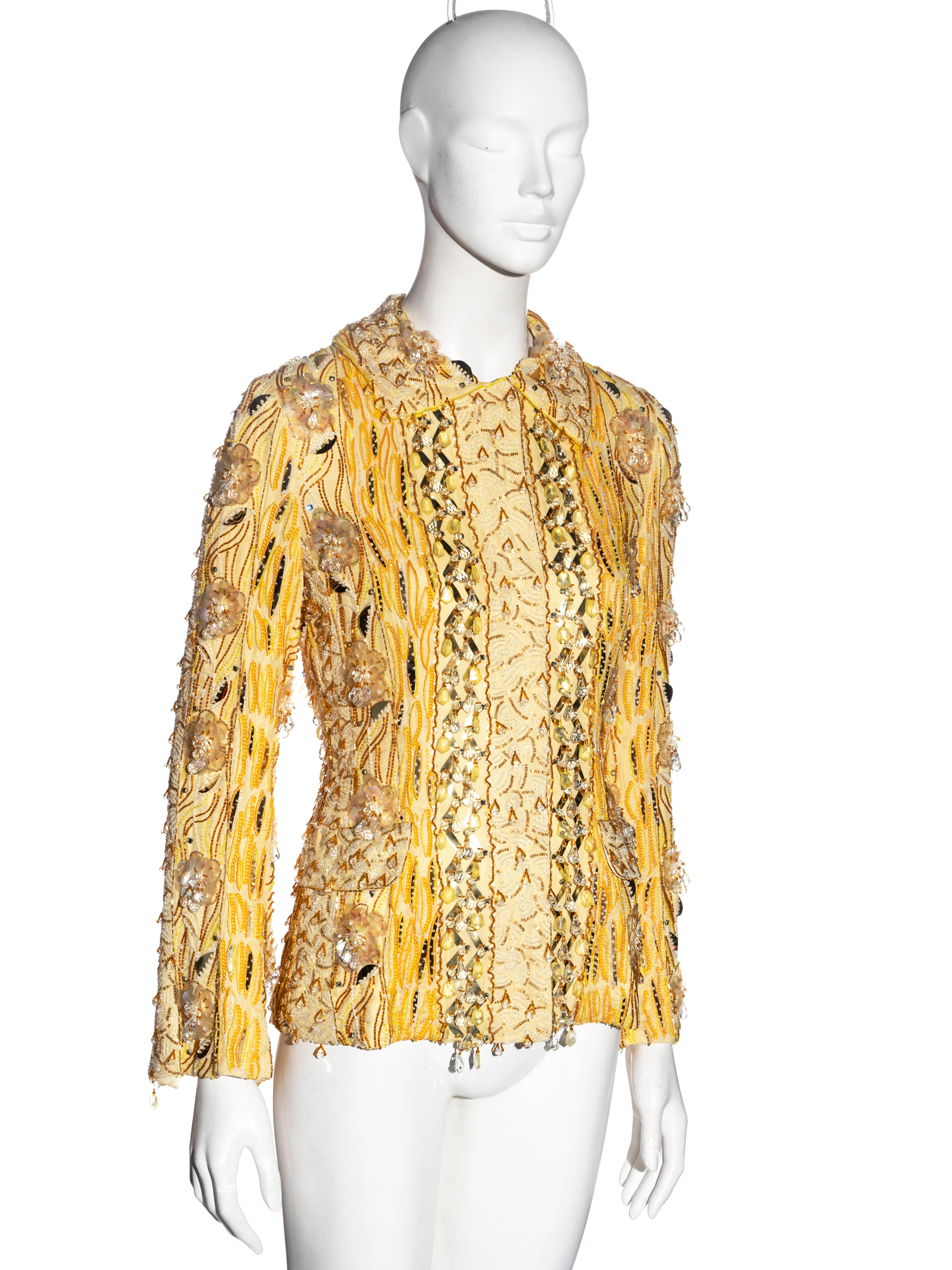 Women's Dolce & Gabbana yellow heavily embellished silk evening jacket, ss 2004