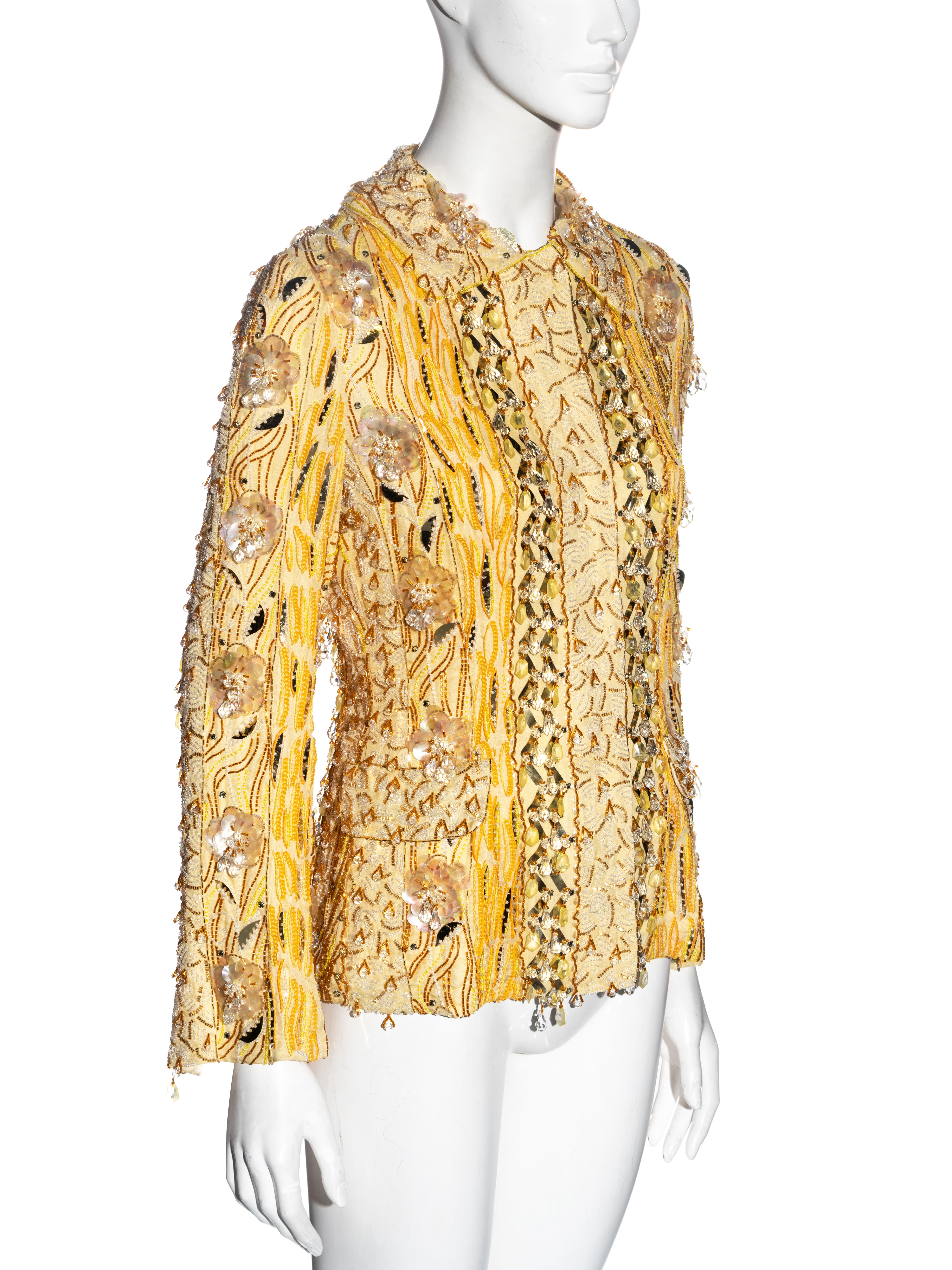 Dolce & Gabbana yellow heavily embellished silk evening jacket, ss 2004 2