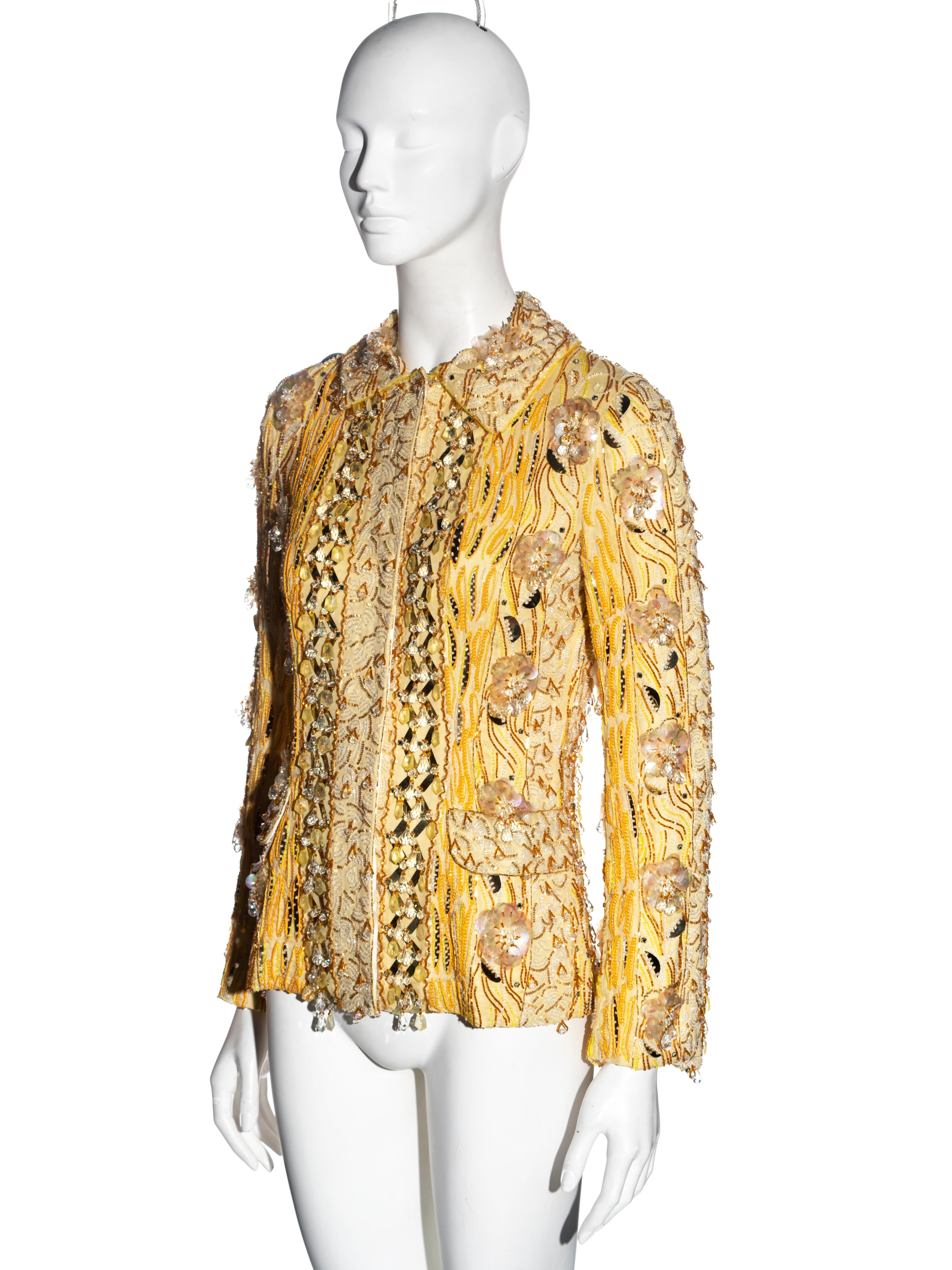 Dolce & Gabbana yellow heavily embellished silk evening jacket, ss 2004 3