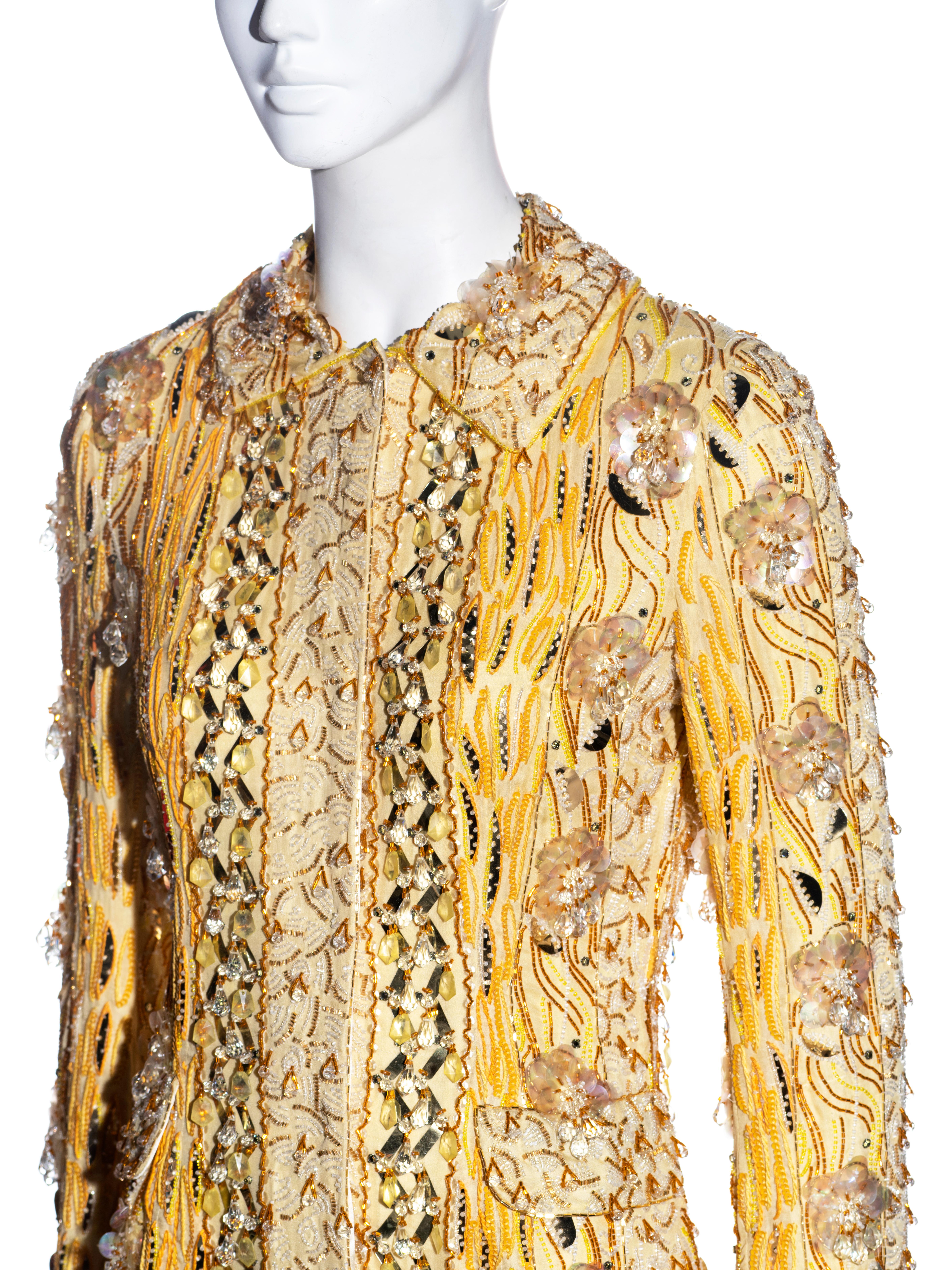 Dolce & Gabbana yellow heavily embellished silk evening jacket, ss 2004 4