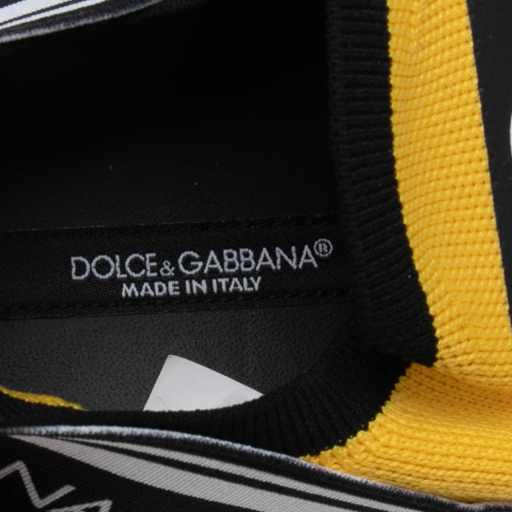 Women's Dolce & Gabbana Yellow Knit Fabric Sorrento Logo Slip-On Sneakers Size 38.5