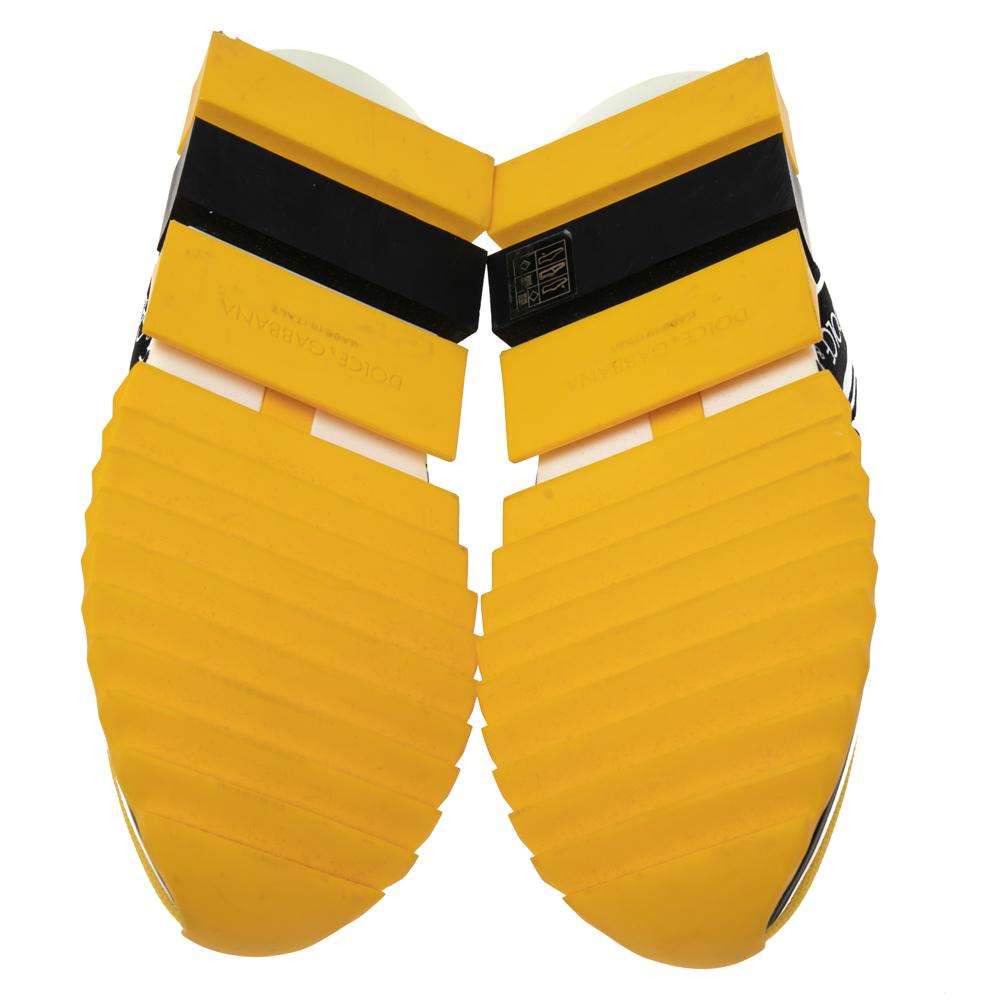 Dolce & Gabbana Yellow Knit Fabric Sorrento Logo Slip-On Sneakers Size 38.5 1