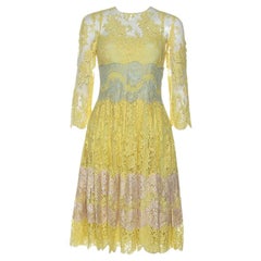 Dolce & Gabbana Yellow Lace Midi Dress M