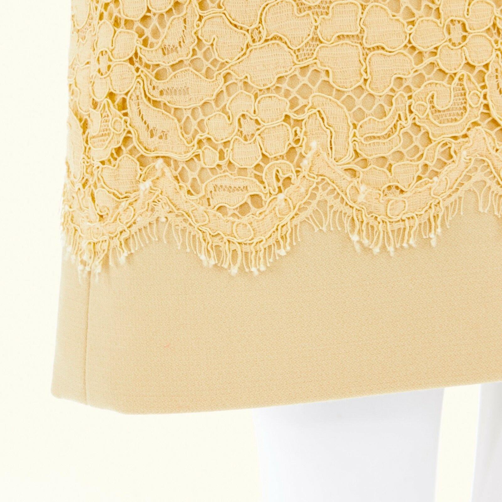 DOLCE GABBANA yellow lace overlayed wool crepe sleeveless A-line dress IT40 S 4