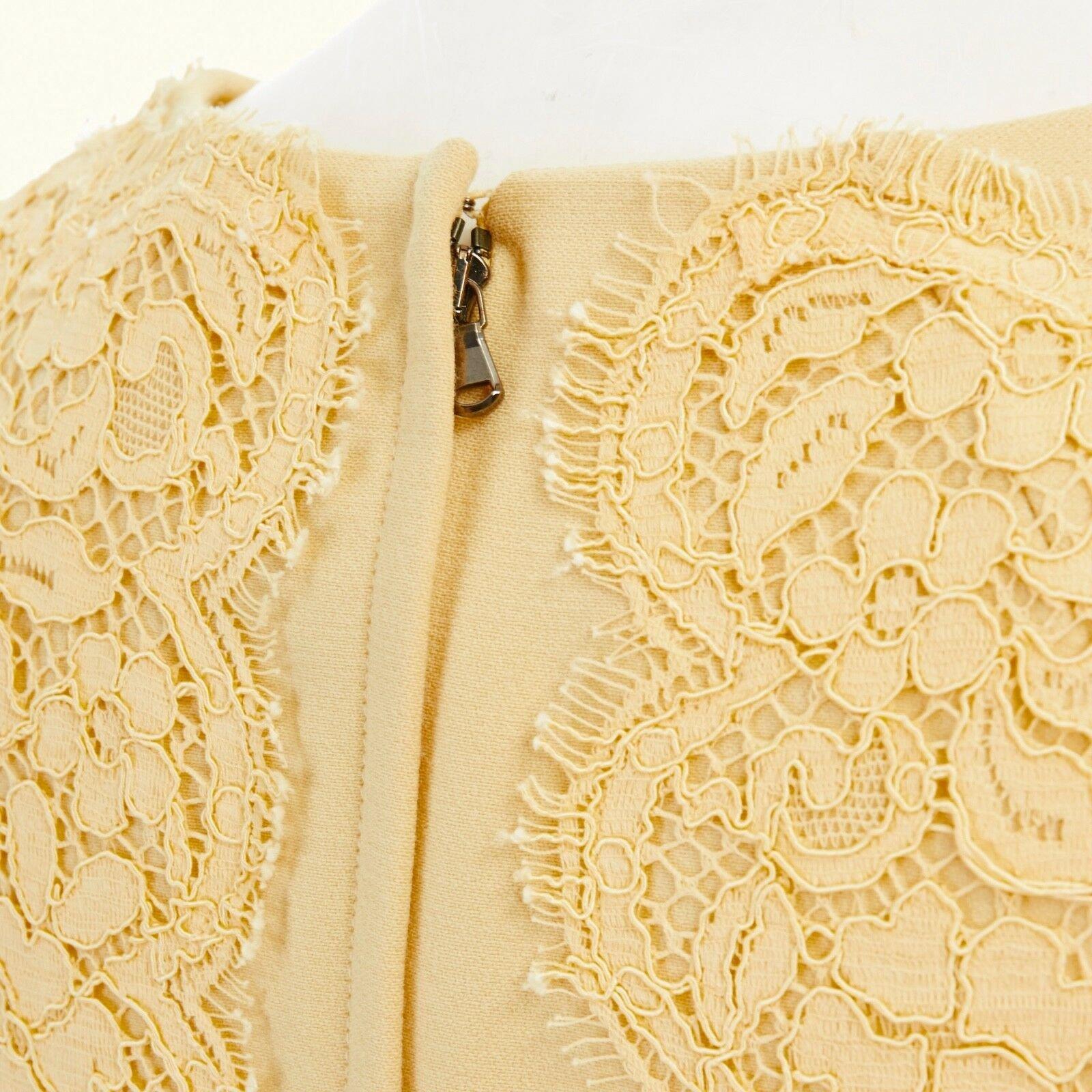 DOLCE GABBANA yellow lace overlayed wool crepe sleeveless A-line dress IT40 S 5