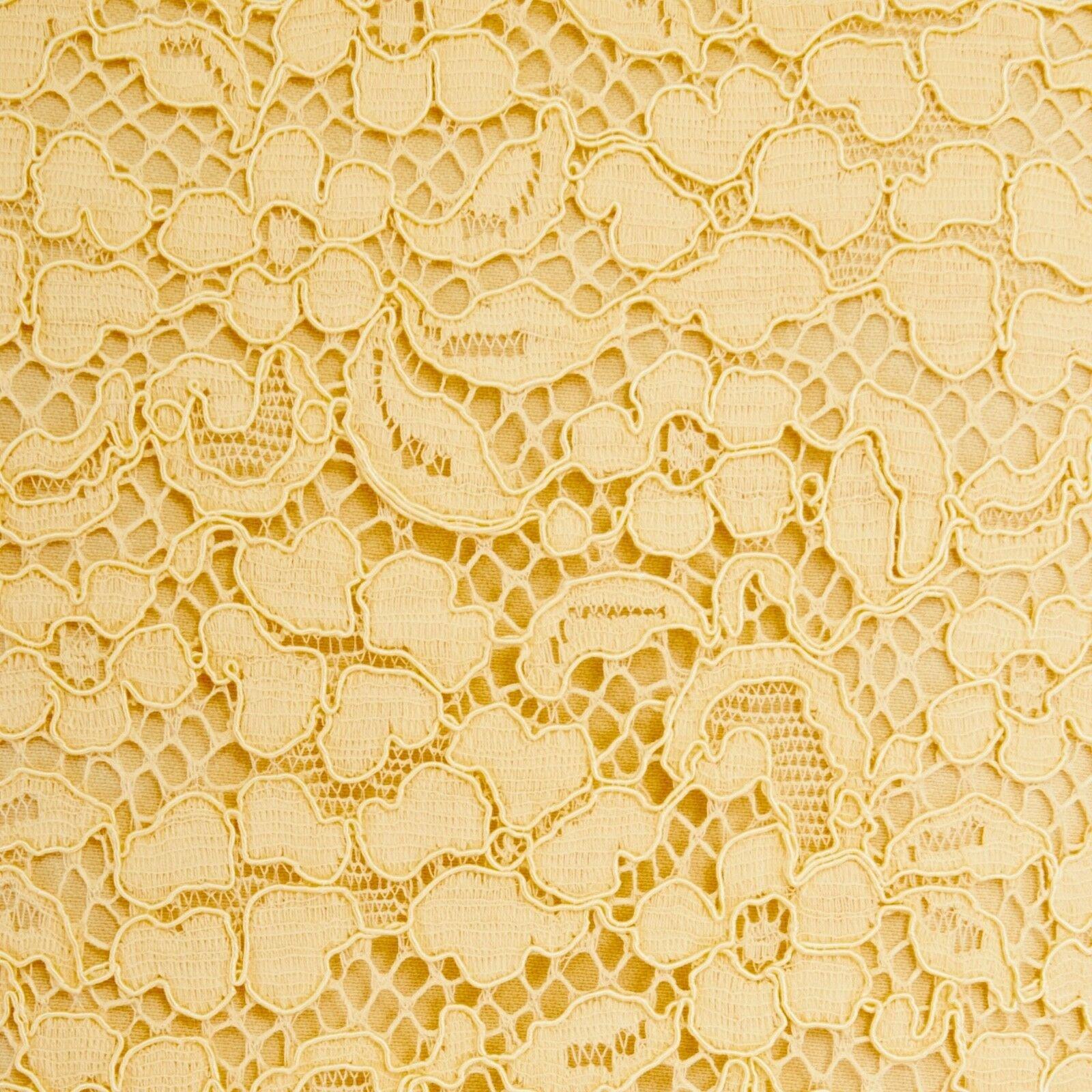 DOLCE GABBANA yellow lace overlayed wool crepe sleeveless A-line dress IT40 S 3