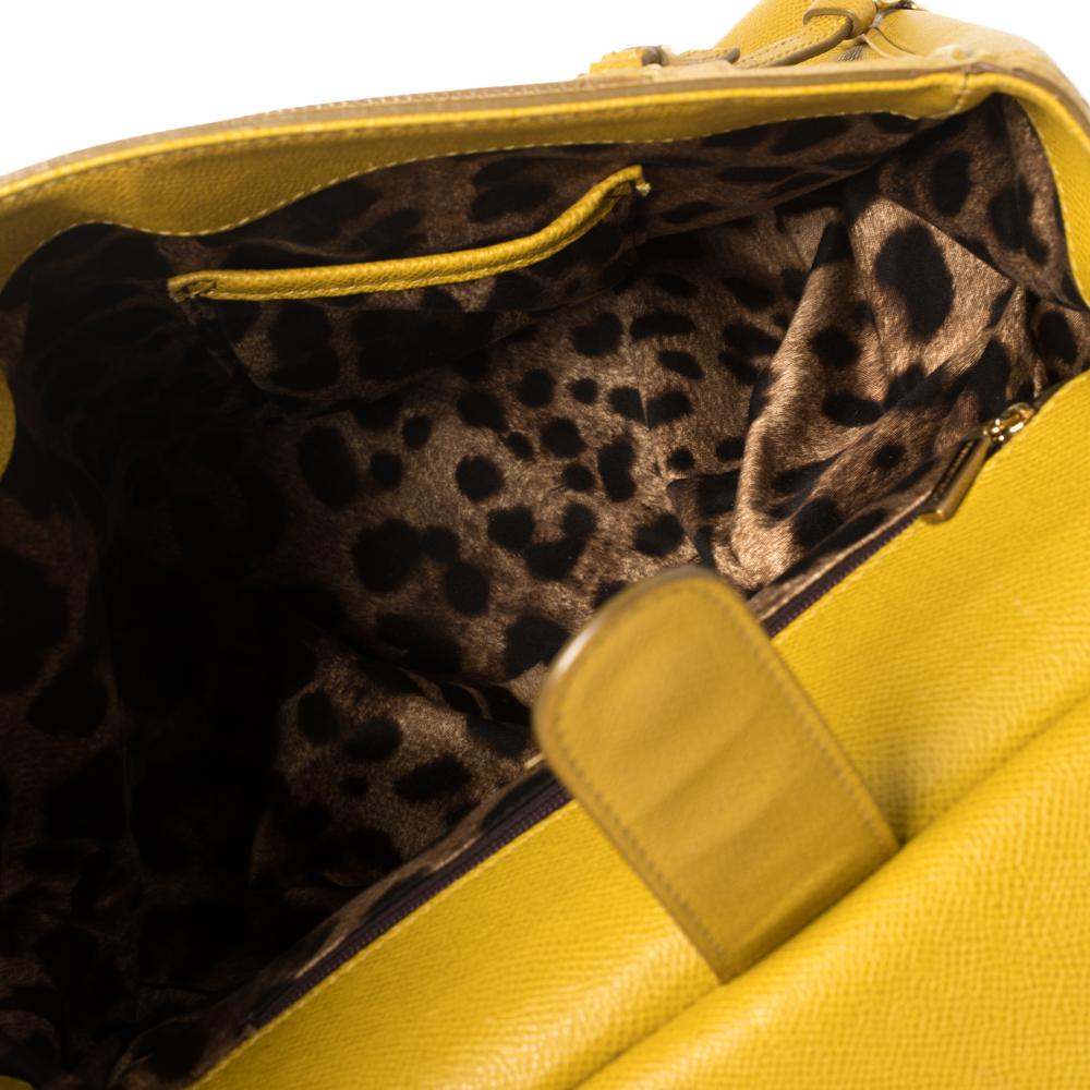 Dolce & Gabbana Yellow Leather Large Miss Sicily Top Handle Bag 1