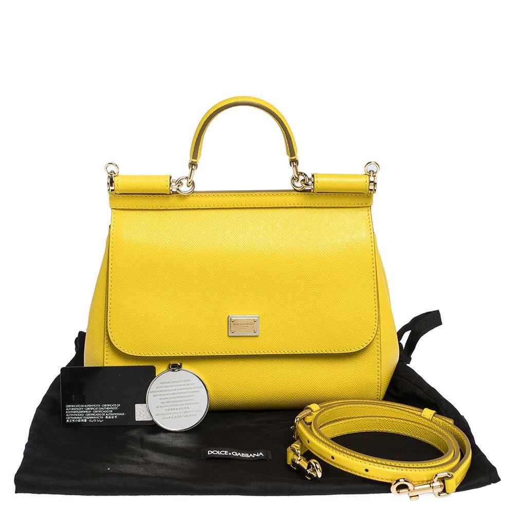 Women's Dolce & Gabbana Yellow Leather Medium Miss Sicily Bag